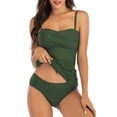 thumbnail image 1 of UPPADA Womens Two Piece Tankini Set Solid Spaghetti Straps Swimsuits with Brief Tummy Control Modest Bathing Suits Full Coverage 2 Piece Beachwear Swimsuits for Large Busted Women Green,M, 1 of 5