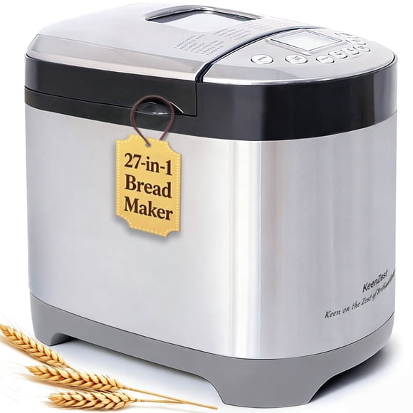 KeenZest 27-in-1 Smart Bread Maker, 2LB Gluten-Free & Whole Wheat Bread Machine with Homemade Cycle, Stainless Steel