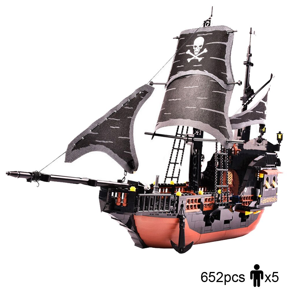 for Age 8+ Building Block Legend of Pirate Large Pirate Ship Boat with Cannons 652pcs Building Brick Set-Without Original Box