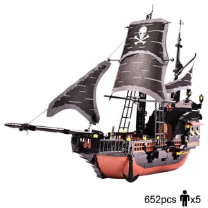 for Age 8+ Building Block Legend of Pirate Large Pirate Ship Boat with Cannons 652pcs Building Brick Set-Without Original Box