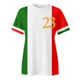 thumbnail image 4 of WEIYLL T-Shirt Women European Cup Italy Printed Patchwork Red Tee Sizes XL, 4 of 4