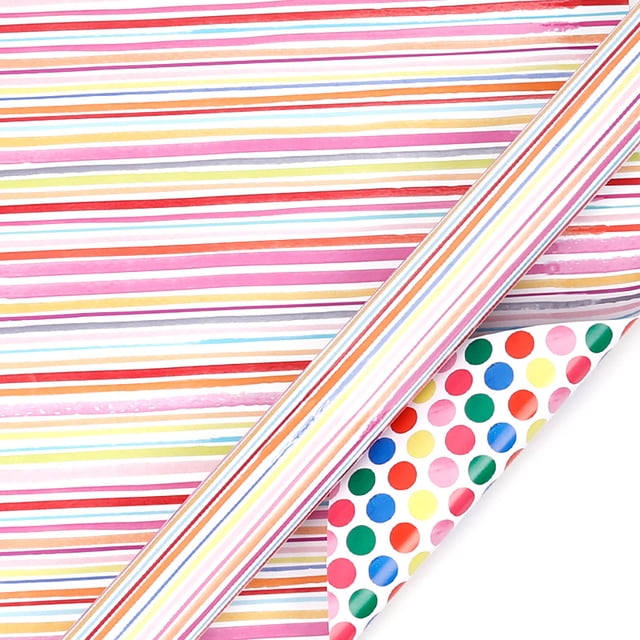 Double Sided Watercolor Gift Wrapping Paper Roll, Thick Recyclable Gift Wrap for Birthday Party and Holiday Presents