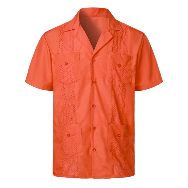 XDZJLR Men Shirt Spring And Summer Fashion And Leisure Dongfeng Pocket Button Lapel Short Sleeve Tops