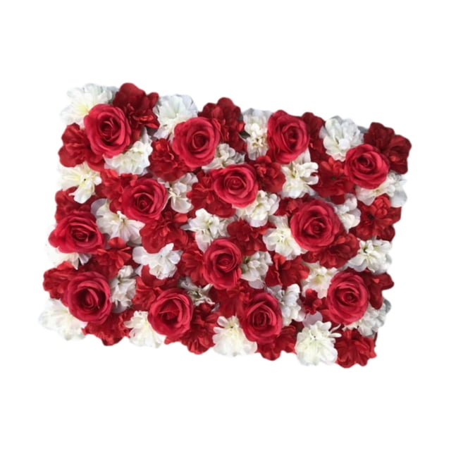 Rongfmy Panneau Mural de Fleurs Panneau Floral d'Exposition Artificielle pour Réception Maison Extérieur Rouge