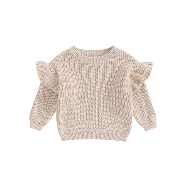 Gupgi Toddler Girl Sweaters 3M 6M 9M 12M 18M 2Y 3Y Baby Ruffle Long Sleeve Solid Color Knit Pullover Fall Winter Loose Tops