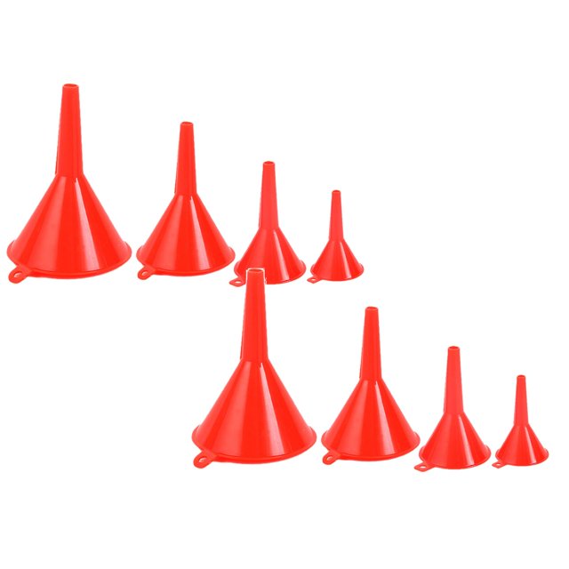 Oleegame 2PC 4Pcs Liquid Use Red Plastic Funnel Plastic Mouth Plastic Oiling Size Funnel Oil Plastic Funnel Red