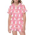 thumbnail image 3 of Pyjamas en Peluche pour Filles Ensemble de Pyjamas à Manches Courtes à Boutons Imprimés Mode pour Enfants, 3 of 5