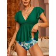 thumbnail image 3 of Charmo Womens V Neck Tankini Swimsuit Ruffled Shoulder Floral Two Piece Swimsuits, 3 of 6