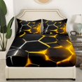 thumbnail image 3 of Erosebridal Abstract Ombre Twin Sheet Sets, Futuristic Striped Bedding Twin Size, Geometry Honeycomb Decor,, 3 of 7