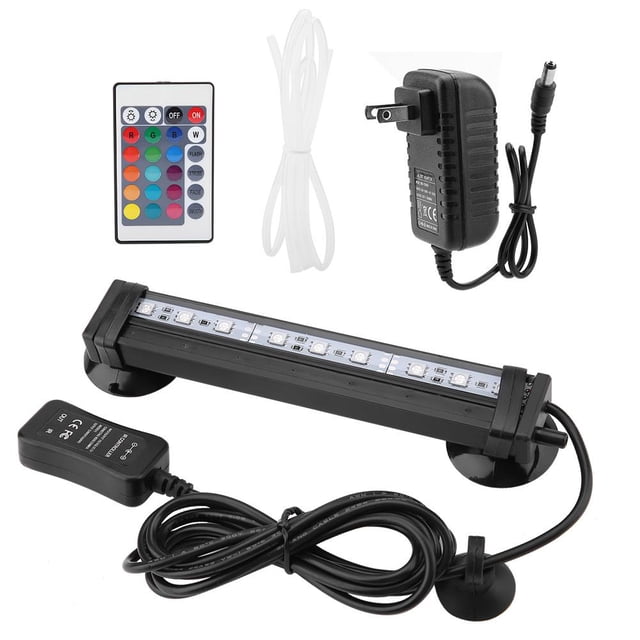 Qiilu Fish Tank Light, RC Tank Light,Fish Tank Bubble Light Underwater Led Light with Remote Control Aquarium Light Kit