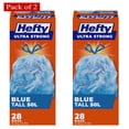 thumbnail image 1 of Hefty Ultra Strong Waste Bags Drawstring Blue Recycling, Tall 50L, 28 Bags (Pack of 2), 1 of 2