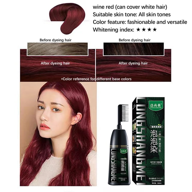 Summer Savings! Gspmoly Hair Dye Brush, Plant Hair Tint , Hair Color for Gray Hair Coverage , Instant Natural Hair Tint for Women and Man Hair Coloring Kit