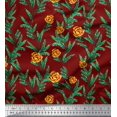 thumbnail image 3 of Soimoi Poly Georgette Fabric Leaves & Rose Floral Printed Fabric 1 Yard 42 Inch Wide, 3 of 3