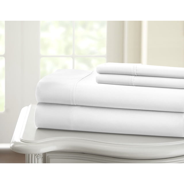 1200 Thread Count 100% Cotton Solid Sheet Set (California King, White)