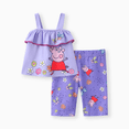 thumbnail image 1 of Peppa Pig Toddler Girls 2pcs Floral Butterfly Print Ruffled Sleeveless Top with Pants Set, 1 of 5