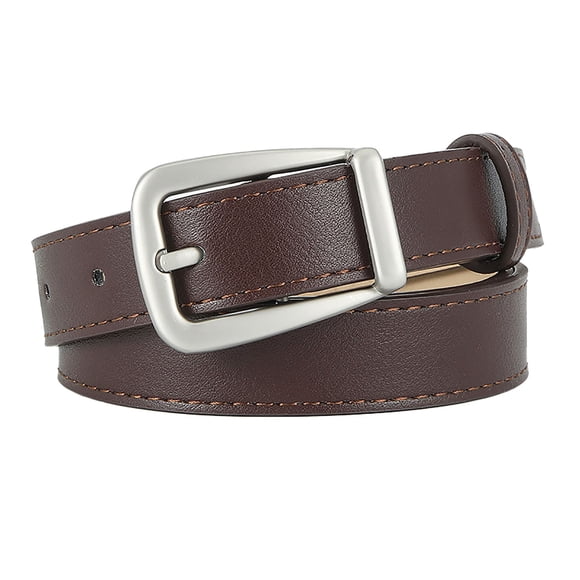 Plain Buckle Belt Solid Color Women Belt With Pin Buckle Adjustable Length Faux Leather Waistband For Jeans Pants Coffee Belt mens belt Brown
