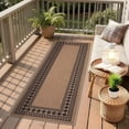 thumbnail image 3 of Garvee 2'x6' Modern Bordered Rug Solid Runner Rug, Geometric Washable Rugs Stain Resistant Low Pile Rug Non Slip Indoor Outdoor Carpet for Hallway Bedroom Home Office, Coffee, 3 of 8