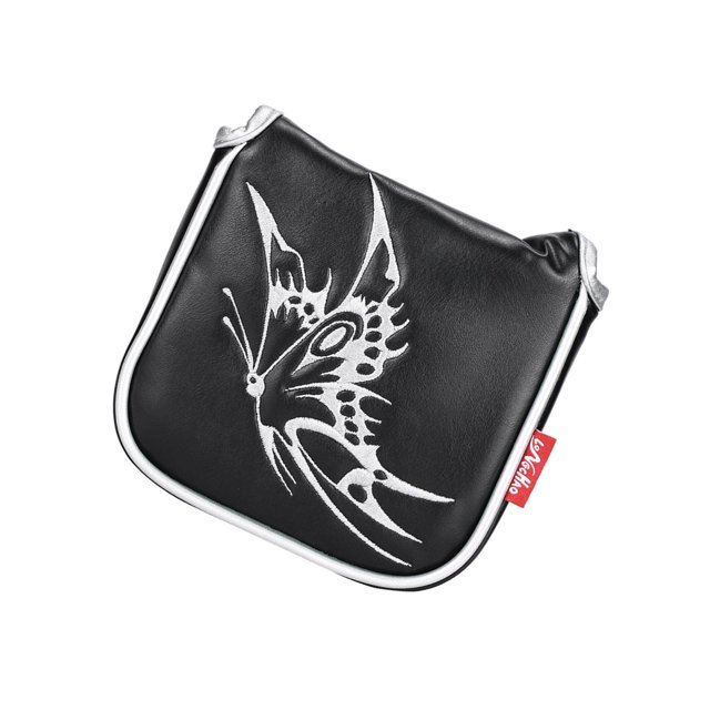 Universal Golf Mallet Putter Cover Square Headcover Leather Mallet Putter Magnetic Closure Guard Butterfly Black