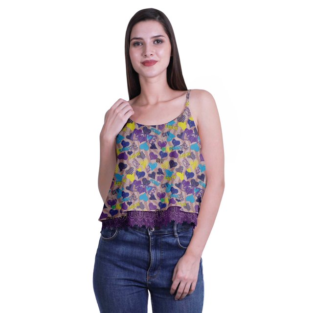 Moomaya Camisole Courte à Bretelles Spaghetti Imprimée pour Femmes, Hauts d'Été