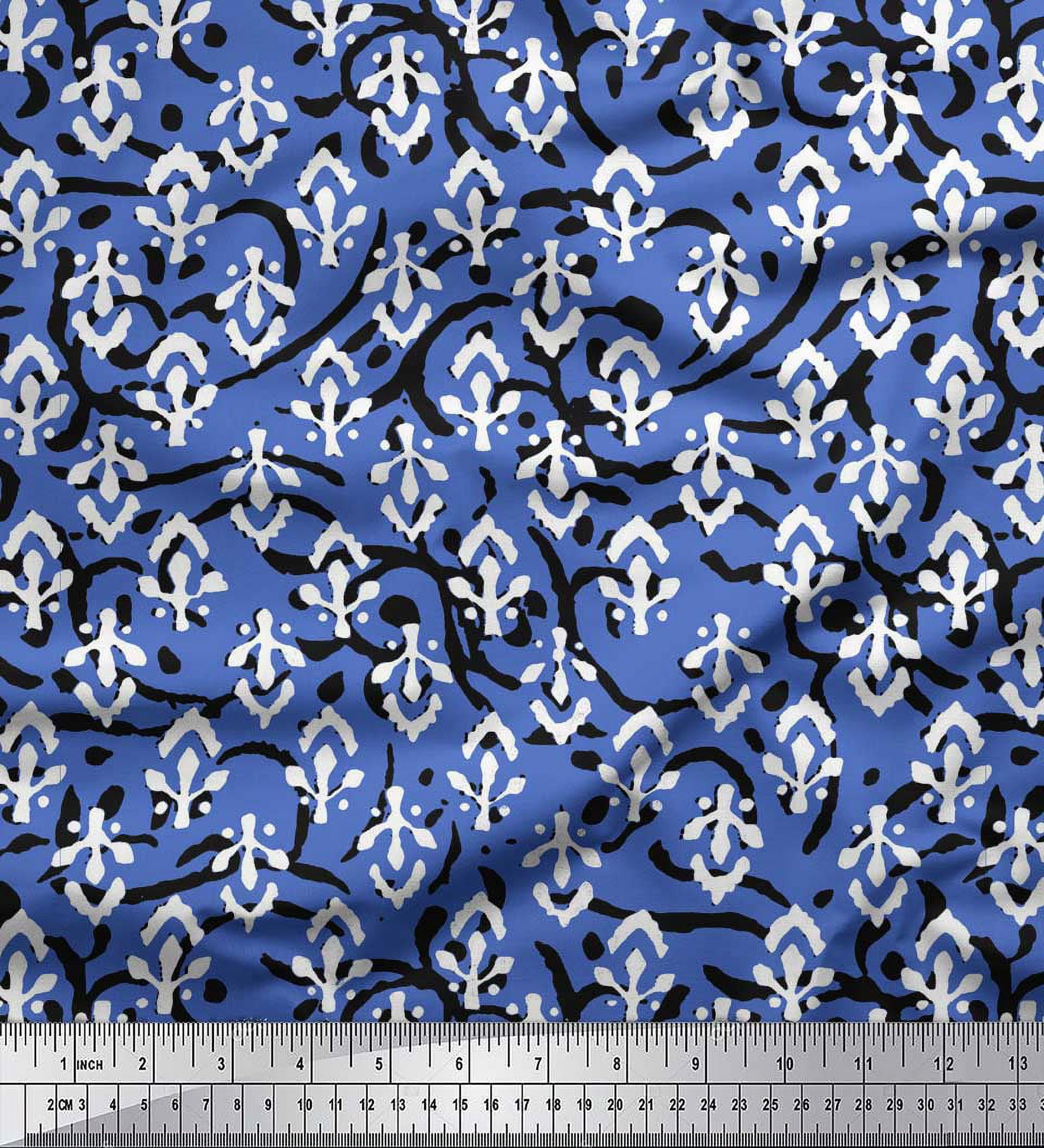 Soimoi Brown Cotton Voile Fabric Blocks Block Print Fabric by The Yard 42 Inch Wide
