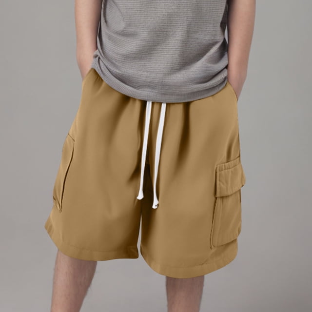 Clearance & Promo,Foreign Trade Solid Color Shorts, Elastic Waist, Cargo Pockets, Casual Fit, Outdoor Activity, Comfortable, Breathable, Quick Dry Light and Comfortable,Sopatenor