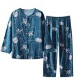 thumbnail image 1 of Penkiiy Ensembles de Pyjama pour Femmes à Manches Longues et Pantalons Capri, Imprimé de Dessins Animés Mignons, 3TG Multicolore, 1 of 1