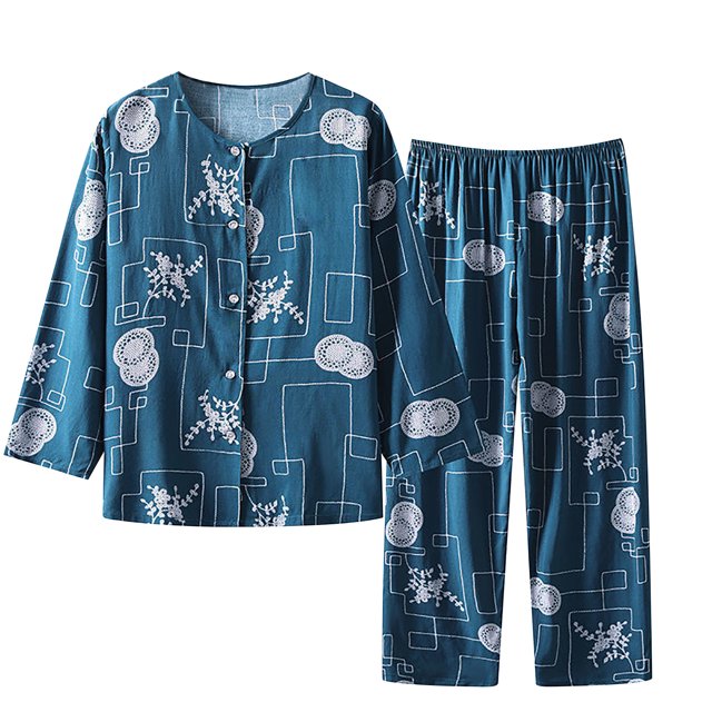 Penkiiy Ensembles de Pyjama pour Femmes à Manches Longues et Pantalons Capri, Imprimé de Dessins Animés Mignons, 3TG Multicolore