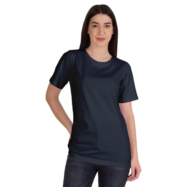Inkmeso T-Shirt Basique à Col Rond pour Femmes, Manches Courtes, Coupe Régulière, Long Tee, Haut d'Entraînement