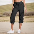 thumbnail image 1 of Capri Joggers pour Femmes Taille Élastique Bas Resserré Pantalon Cargo Extensible à Enfiler Cordon de Serrage Séchage Rapide Pantalon Parachute Ajustable avec Poches Noir TTG, 1 of 8