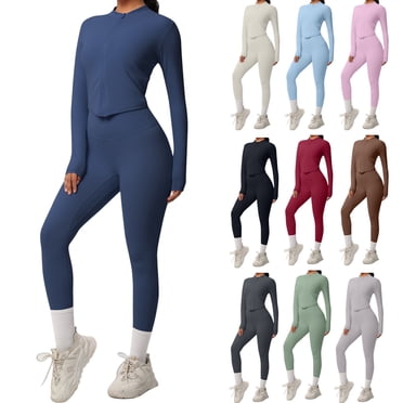 JGJNFE Workout Sets for Women,Gym Sets Woman,Women Solid Color High Waist Yoga Set with Zipper Jacket and Hip Support Pants for Outdoor Fitsness and Running Gray XL