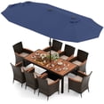 thumbnail image 1 of Costway 11 PCS Patio Dining Set with 15ft Double-Sided Patio Umbrella (Base Included) Navy, 1 of 10