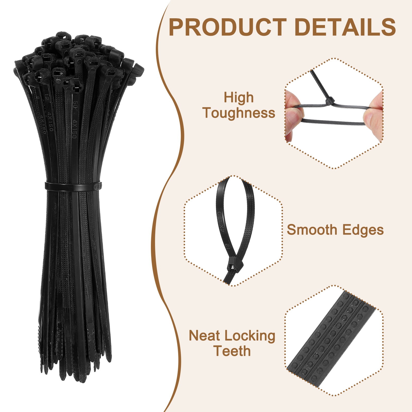 Irregular Ties 、sho Love it 6枚セット Zip Ties Plastic Cable Ties, Self-Locking Wire Zip Tie 6 Inch with