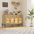 thumbnail image 2 of Sideboard Cabinet with 4 Doors & 3 Drawers, Wooden Buffet Cabinet Coffee Bar Table with Adjustable Shelf, Storage Cabinet for Kitchen, Dining Room, Hallway, 2 of 8