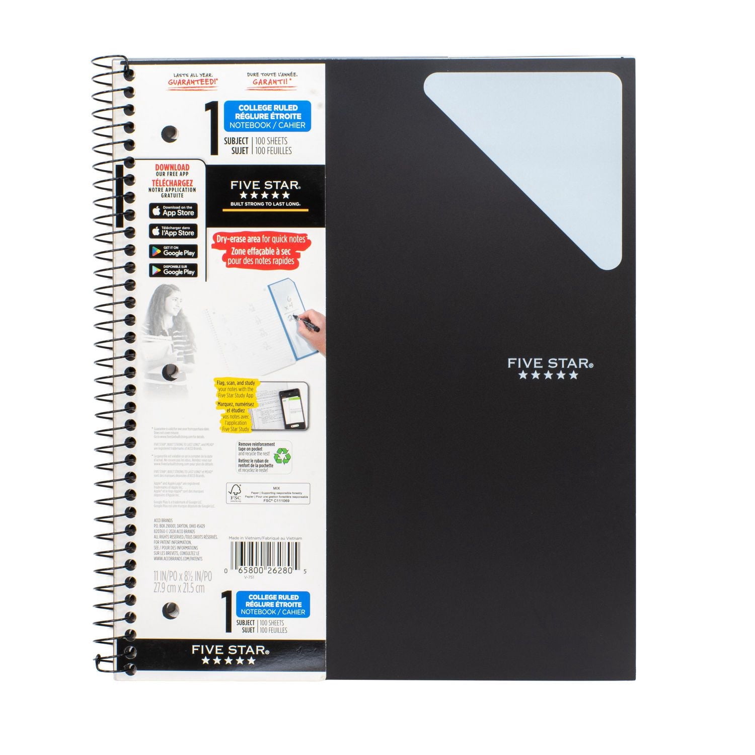 Five Star Cahier effaçable à sec
