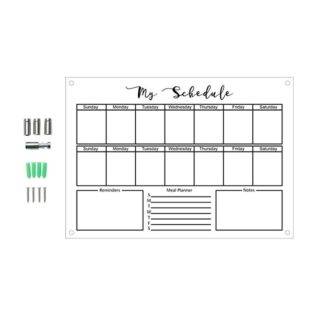 WHEANG Home Decor Wall Acrylic Weekly Planner Board Clear Dry Erases Calendar Planner Reusable Weekly Daily To Do List Board S Multi-Color