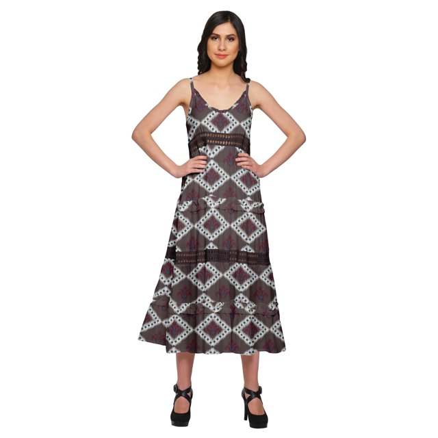Moomaya Robe Maxi Sans Manches à Bretelles Spaghetti Ajustables pour Femmes Grande Taille