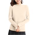 thumbnail image 4 of Penkiiy Chandails d'Automne pour Femmes 2024, Chandail Léger et Doux pour Femmes à Col Rond, Manches Longues, Tricot, Haut, S Beige, 4 of 7