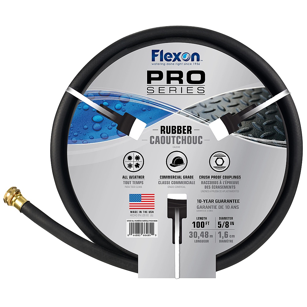 Flexon PH58100 5/8" x 100' Heavy-Duty Rubber Garden Hose
