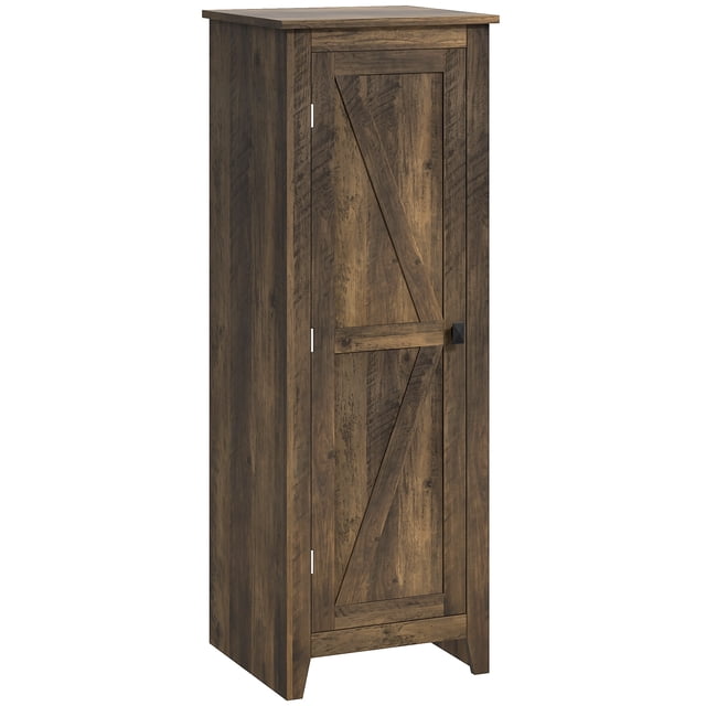 HOMCOM Garde-Manger de Cuisine de 48 Pouces, Armoire de Rangement à grain de Bois Brun avec Porte de Grange Style Ferme. Idéal pour le Rangement de Cuisine, Présentant un design compact à Quatre Niveaux, Incluant Deux Tablettes Ajustables pour une Organisation flexible. Fait de MDF et de Panneau de Particules, Convient aux Petites Cuisines Ou aux Appartements. Souvent Utilisé pour Organiser les Fournitures de Bureau dans des Espaces Limités.