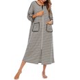 thumbnail image 1 of Faithtur Robe de Nuit d'Été pour Femme Grande Taille à Rayures Col Rond Fermeture Éclair Jupe de Sommeil, 1 of 7