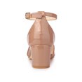 thumbnail image 2 of BLISSFUL STEP Women's Closed Pointed Toe Ankle Strap Low Block Heels Pumps Nude (Size 6), 2 of 8