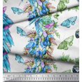 thumbnail image 2 of Soimoi Blue Rayon Fabric Floral,Insect & Parrot Bird Printed Fabric 1 Yard 42 Inch Wide, 2 of 3