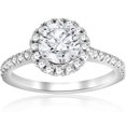 thumbnail image 1 of Bague de Fiançailles Halo en Diamant Rond 1 ct en Or Blanc 14 K, 1 of 3