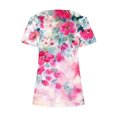 thumbnail image 5 of Hauts d'Été Grande Taille pour Femmes Mode Décontractée Imprimée Col Carré Manches Courtes Boutons Blouses Amples Col en V T-Shirt Femmes en Liquidation, 5 of 5