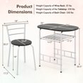 thumbnail image 3 of Costway 3 Piece Dining Set Table 2 Chairs Bistro Pub Home Kitchen Breakfast Furniture, 3 of 10