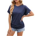 thumbnail image 4 of FAIWAD Women's Short Sleeve Summer Tunic Tops Casual Round Neck Basic Solid Color Stretch Pullover Tops, 4 of 4