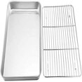 thumbnail image 1 of QJUHUNG Small Toaster Oven Tray with Cooling Rack Stainless Steel Small Toaster Oven Baking Pan and Cookie Sheet for Baking Rectangle Mirror Finish  Thick & Sturdy, 1 of 5