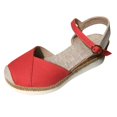 thumbnail image 1 of Ketyyh-chn99 Sandales pour Femme Chaussures pour Femmes Sandales Neuf pour Femmes 7 Compensées pour Femmes Espadrilles à Blocs de Couleur en Toile Chaussures à Semelle Compensée (Rouge, 8.5), 1 of 5