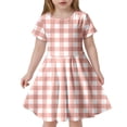 thumbnail image 1 of LUOGENLI Robe Mode pour Enfants à Carreaux Ajustée à Manches Courtes (6 14 Ans) Robe pour Filles Tendance Été Mini 8-9 Ans, 1 of 4