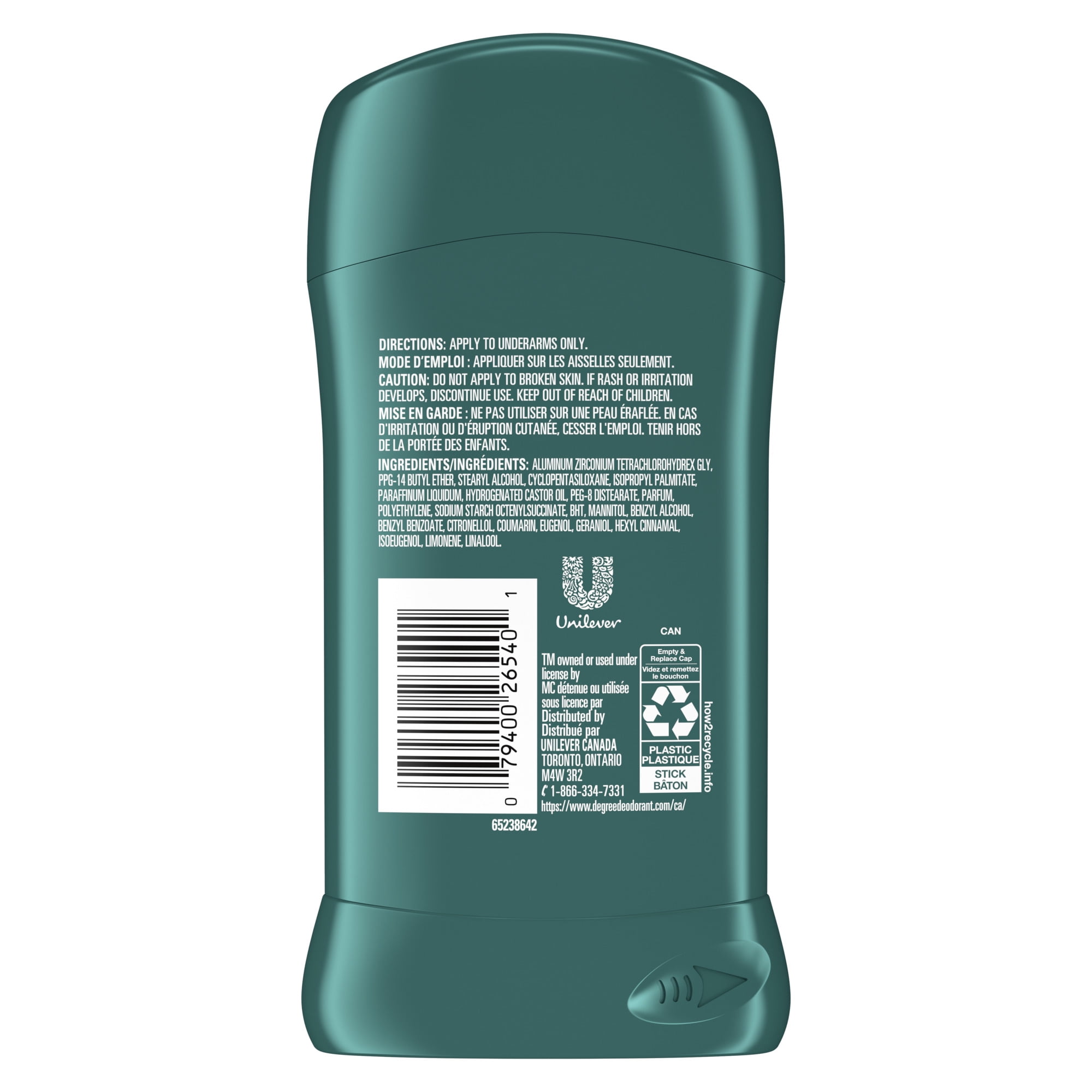 Degree Men Antisudorifique en Bâton Protection 48 H Fraîcheur Vive, 76 g